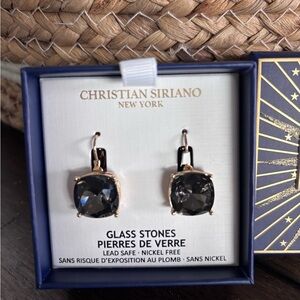 Christian Siriano Black Glass Stone Earrings